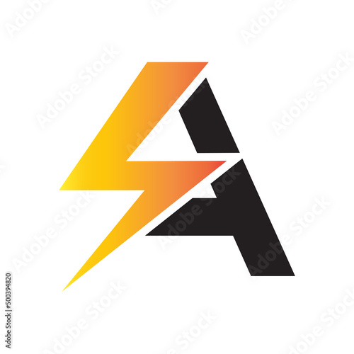 Power lightning logo vector design concept with a latter