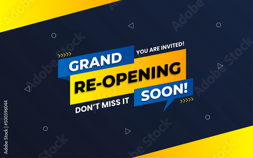 Grand re-opening background design template with 3d editable text effect