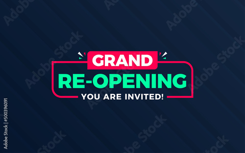 Grand re-opening background design template with 3d editable text effect