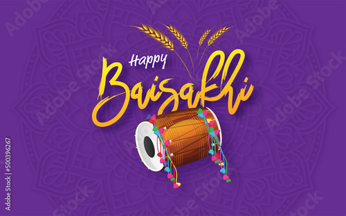 Happy Baisakhi Festival Greeting Background Template Design  Vector Illustration