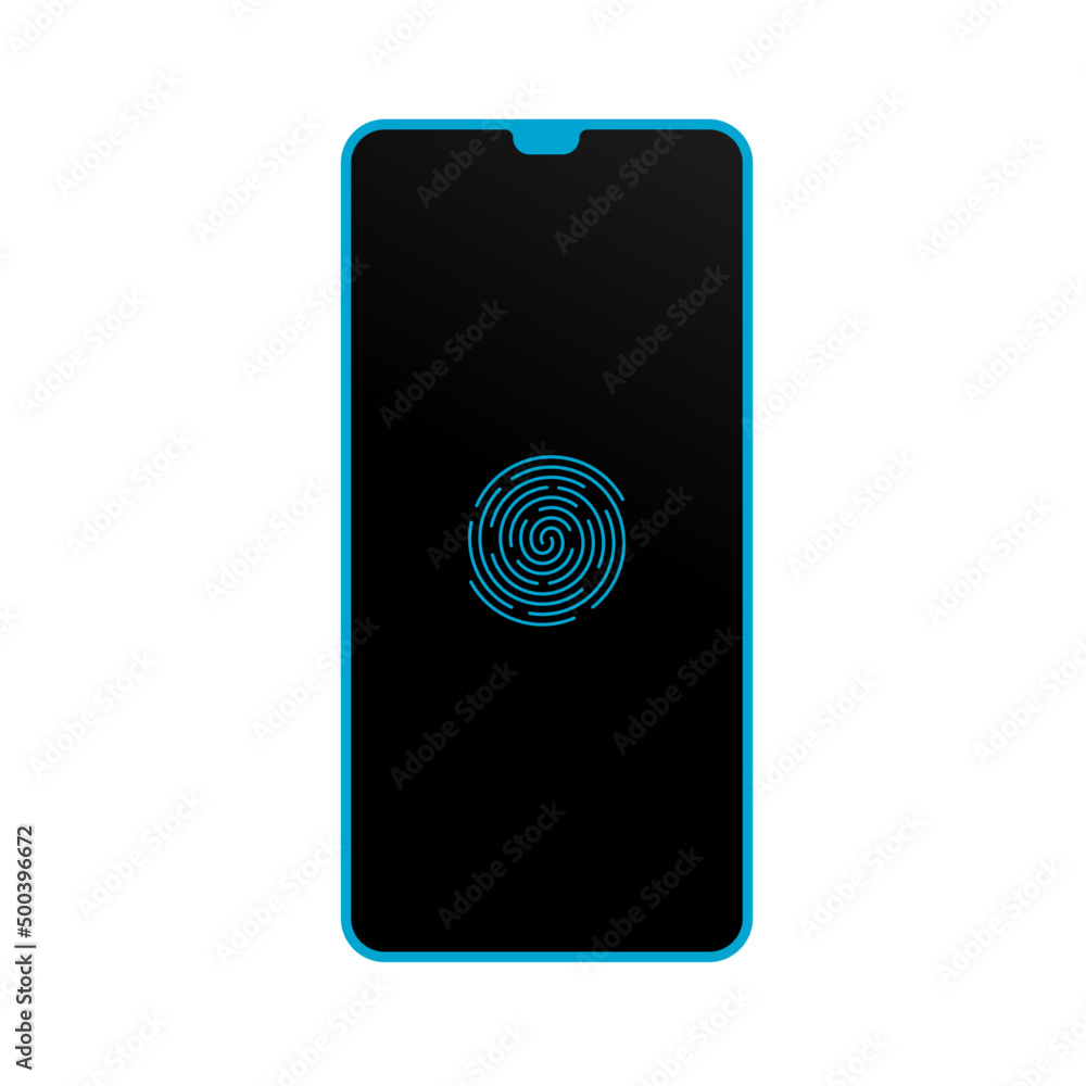 Smart Mobile Phone finger print unlock vector illustration Thumbprint security Smart Mobile Phone finger print unlock vector illustration Thumbprint security