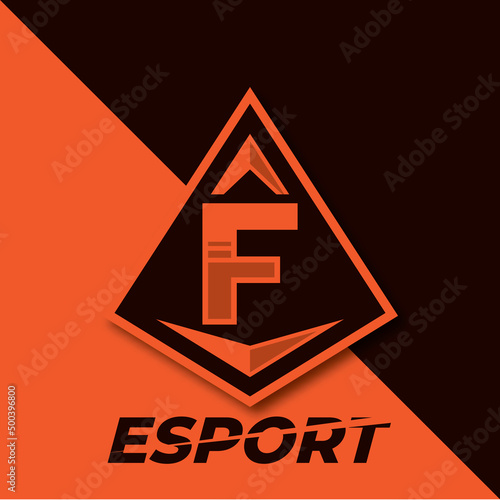 Letter F esport logo, triangle esport logo design template, badge esport logo illustration vector