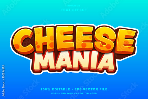 Cheese Mania Editable Text Effect with Game Logo Cartoon Style
