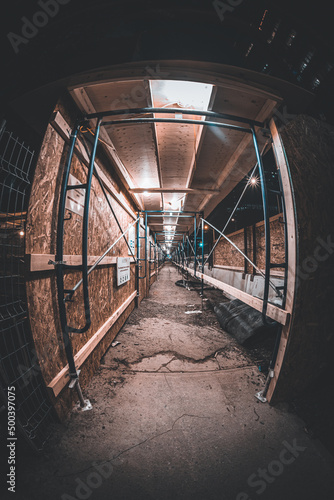 Construction Pathway at Night