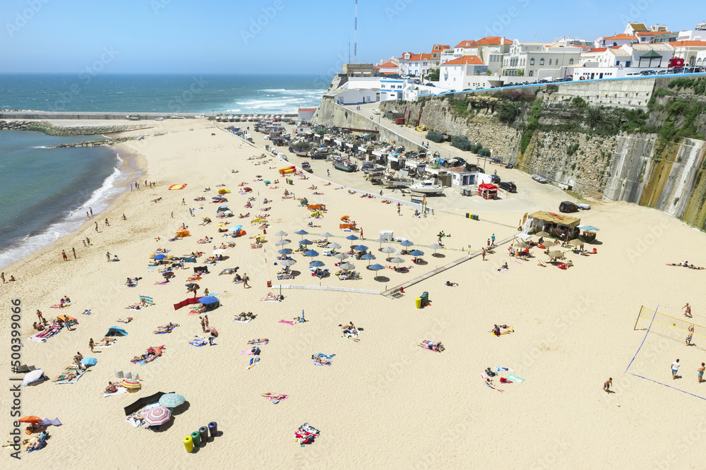 Ericeira, Portugal – April 17, 2018: Fisherman beach, Ericeira, Lisbon Coast, Portugal