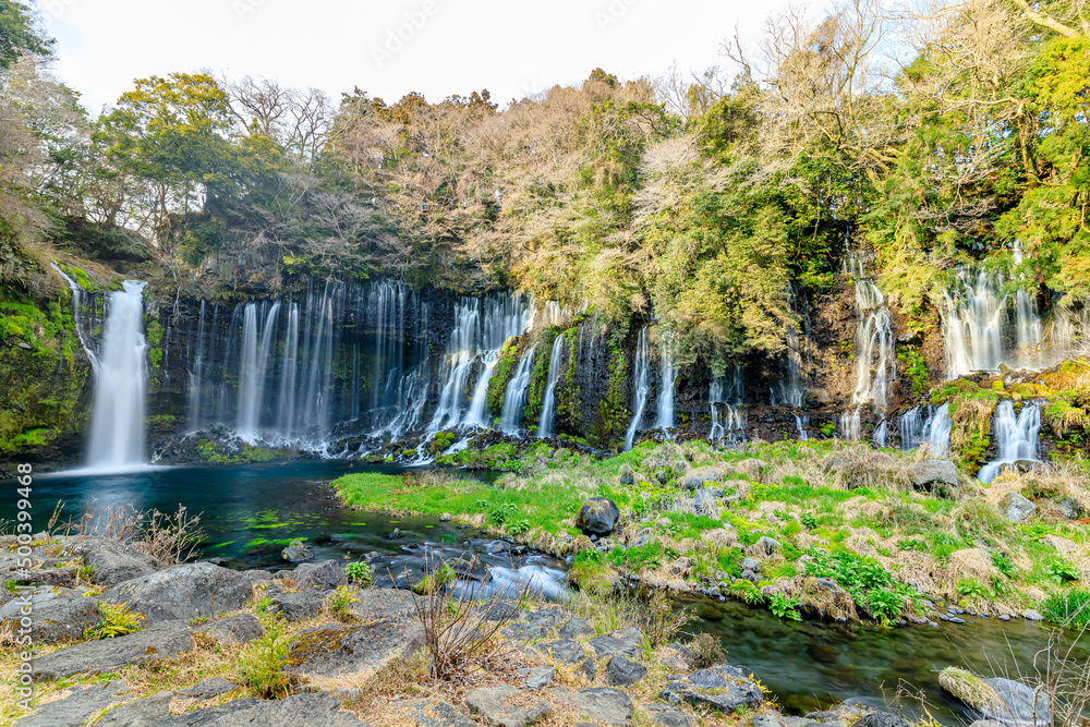 初春の白糸の滝 静岡県富士宮市 Shiraito Falls in early spring. Shizuoka-ken Fujinomiya city. 初春の白糸の滝 静岡県富士宮市 Shiraito Falls in early spring. Shizuoka-ken Fujinomiya city.