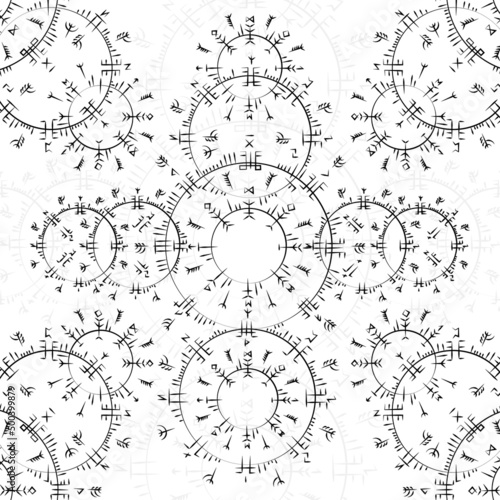 Circle black runes full background