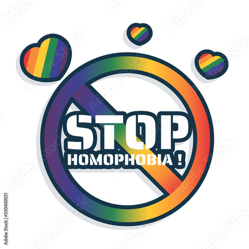 Stop homophobia, discrimination, sexism, transphobia, LGBT pride sticker logo symbol icon vector