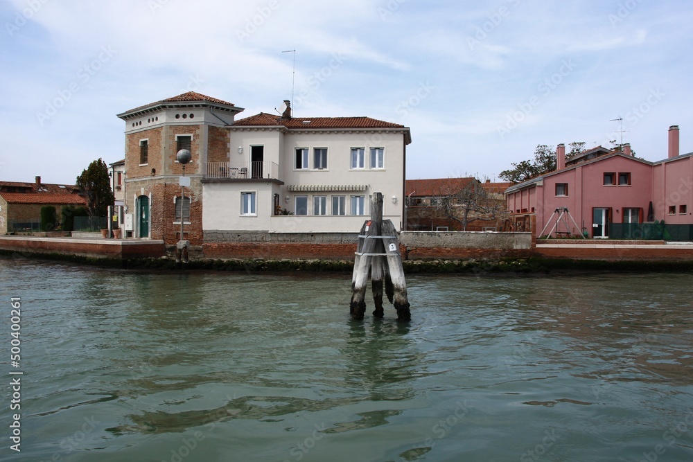 Italy, Veneto, Venice: View of Murano island from the Venice Lagoon.