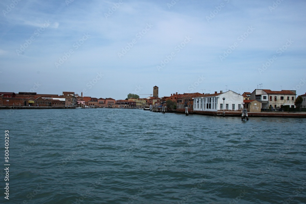 Italy, Veneto, Venice: View of Murano island from the Venice Lagoon.