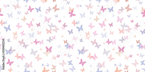 Vector butterfly pattern for spring, pastel butterfly background, seamless repeat