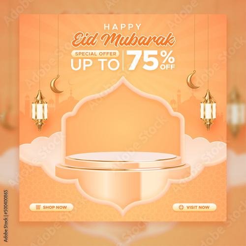 Eid mubarak sale promo square banner template