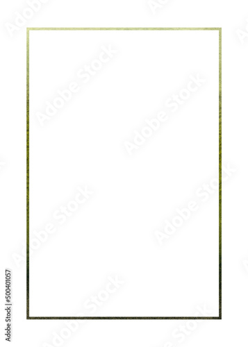 A thin green square frame hand drawn in watercolor isolated on a white background.