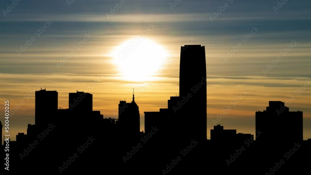 Central Business District at Sunset in Oklahoma City, Time Lapse with Colorful Clouds Central Business District at Sunset in Oklahoma City, Time Lapse with Colorful Clouds