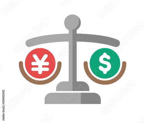 Japanese yen depreciation ( against US dollar ) vector icon illustration