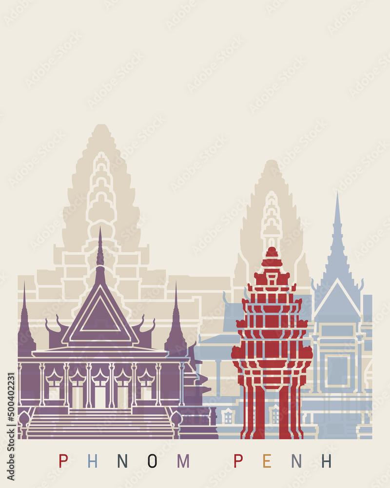 Phnom Penh skyline poster