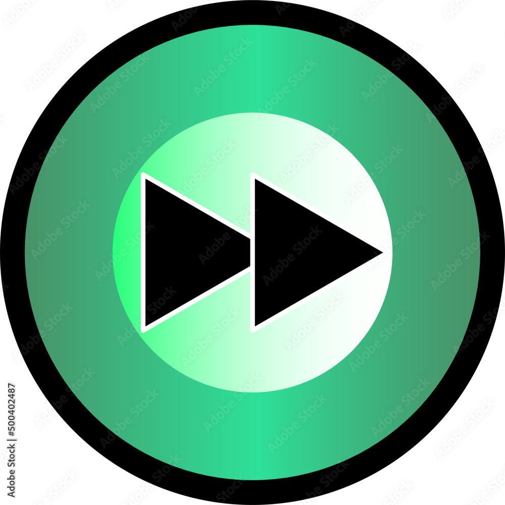Round fast rewind icon, vector button for websites and internet music and video applications