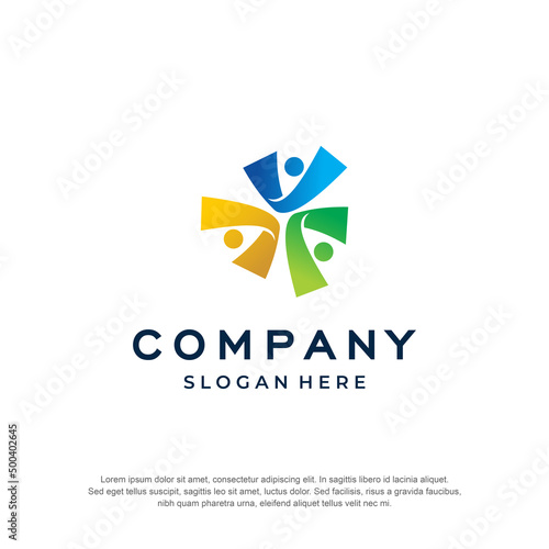 three people logo foundation premium vector