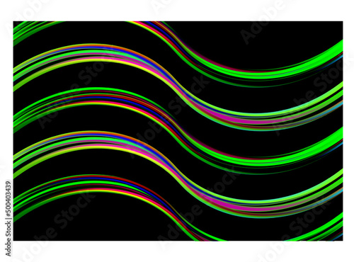 Abstract vector black background with neon waves.Bright template for cover design, website, background for presentations.