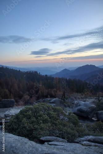 Sunset in the mountains of sequoia national park. 