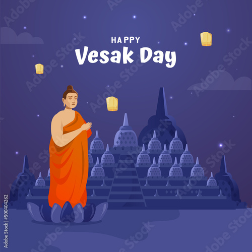 Happy Vesak day illustration for greetings
