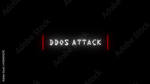 ddos attack warning text with glitch effect photo