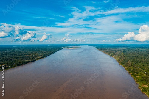 Peruvian Amazon Rainforest - Amazon River Drone view