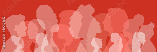 People of different ethnicities stand side by side together. Flat vector illustration.