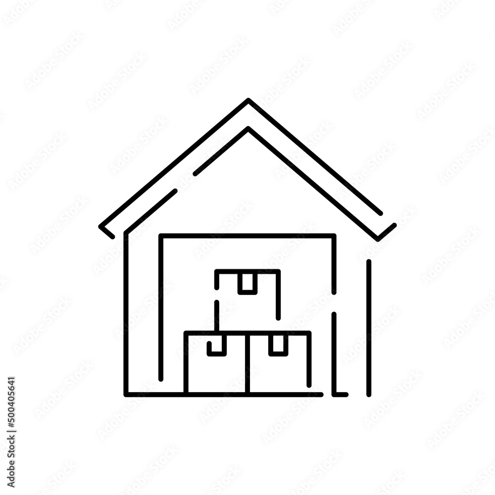 Logistics and Shipping line icons. Delivery cargo box. Warehouse or home garage Logistics and Shipping line icons. Delivery cargo box. Warehouse or home garage