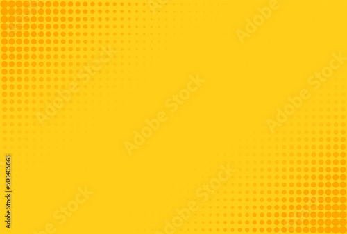 Pop art pattern. Yellow comic background. Halftone dotted print. Cartoon retro texture. Duotone wallpaper with half tone effect. Gradient fade design. Anime superhero banner. Vector illustration.