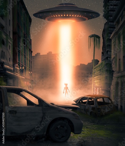 Fotografiet Alien Invasion | earth | spaceship | destruction | future