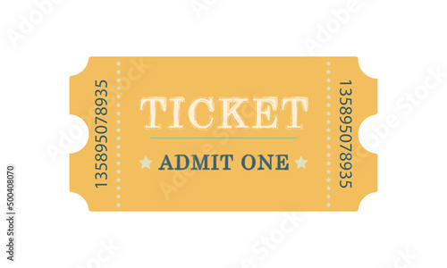 Vintage ticket. Vector ticket in retro style. Admit one ticket isolated. Theatre, cinema, circus ticket. Online ticket. Ticket mockup.