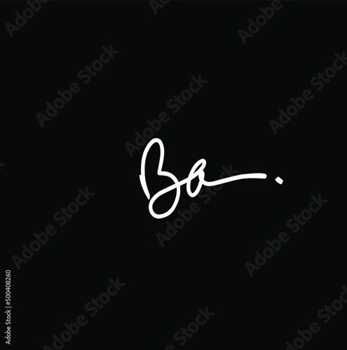 Initial Letter Ba Logo - Handwritten Signature Logo