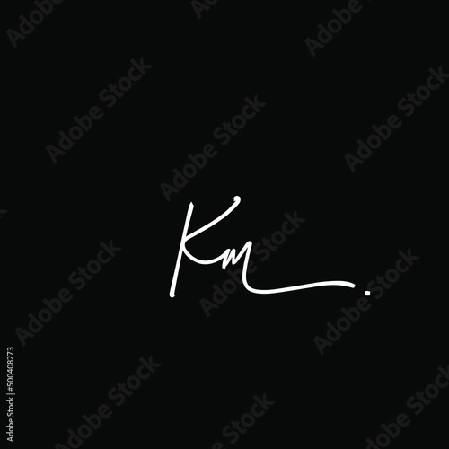 Initial Letter Km Logo - Handwritten Signature Logo
