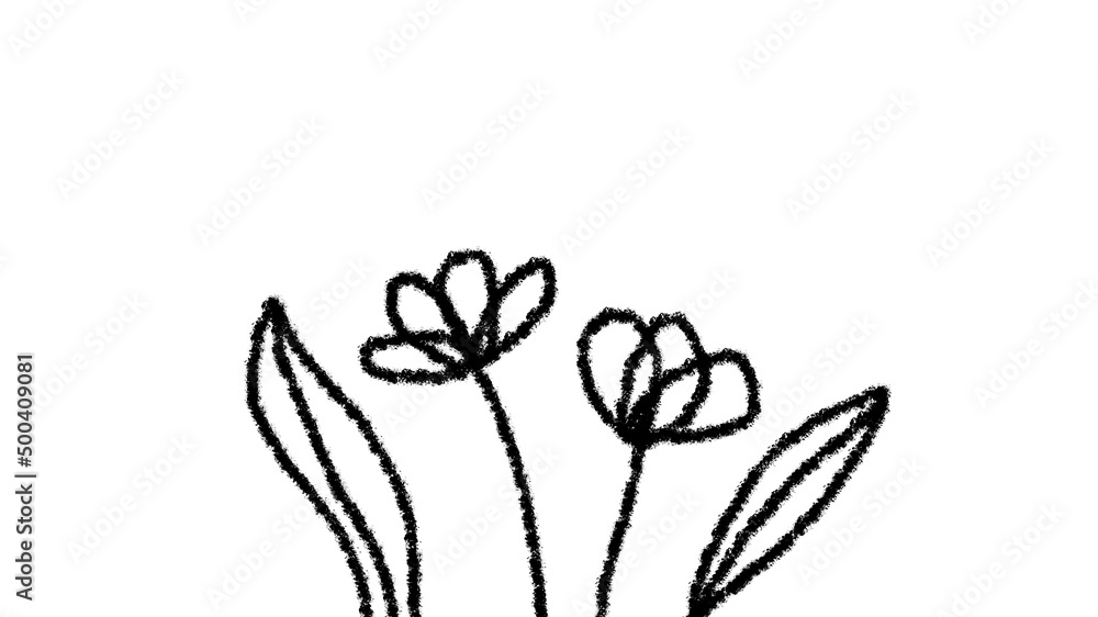 花束の手描きイラスト_青空背景_ワイド 花束の手描きイラスト_青空背景_ワイド