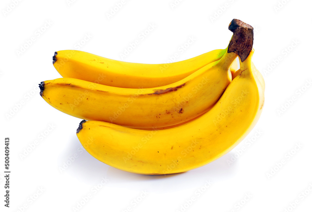 Bunch of ripe banana. Yellow ripe bunch of banana isolated on white background.