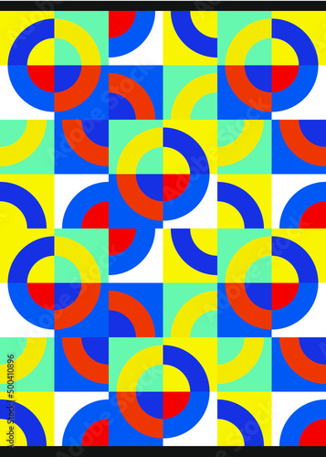 Abstract vector design. Geomertic azulejos art design. Tiles pattern in bright colours