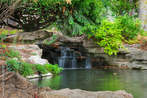 decorative waterfall in Paris in park