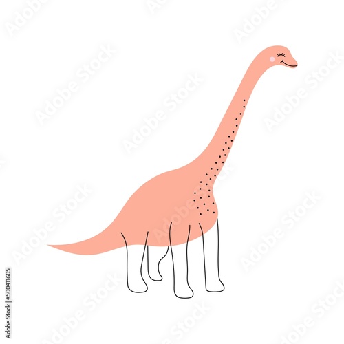 Cute dinosaur in doodle style.