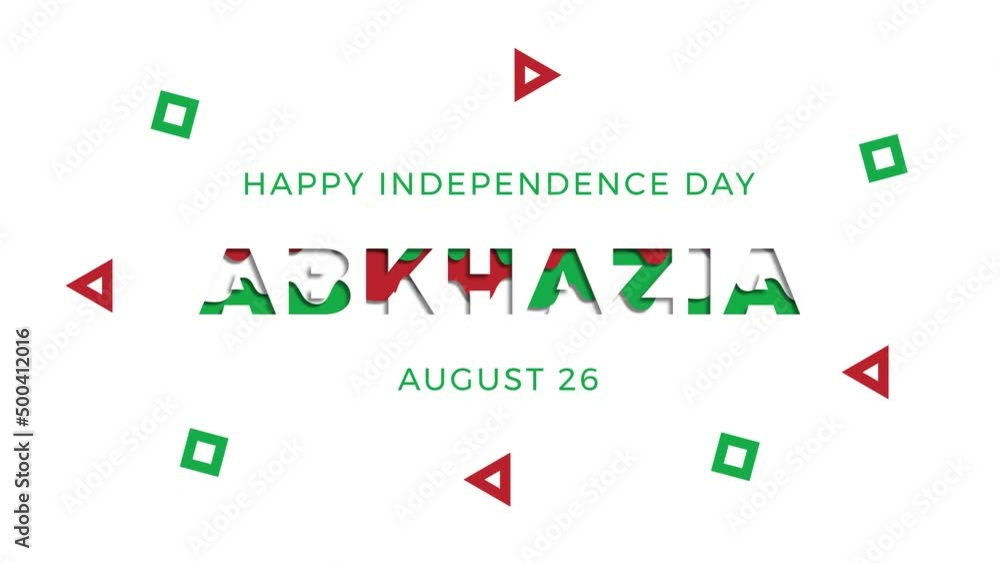 Happy Independence Day Abkhazia banner motion design template with paper cut elements in nation colors. Animated celebration background Happy Independence Day Abkhazia banner motion design template with paper cut elements in nation colors. Animated celebration background
