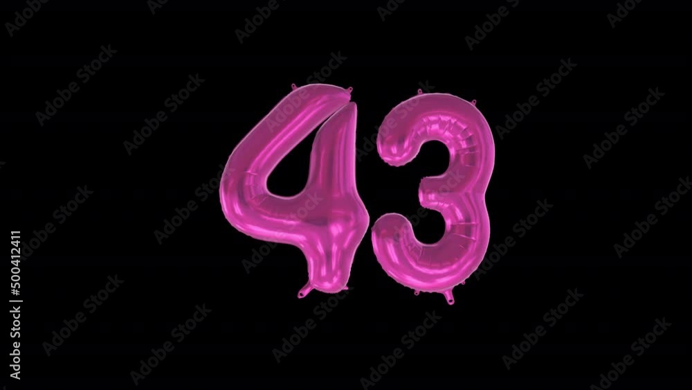 Anniversary Celebration Helium Balloon with Number 43. Loop Animation with Alpha Channel Prores 4444. Anniversary Celebration Helium Balloon with Number 43. Loop Animation with Alpha Channel Prores 4444.