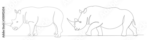 rhinoceros continuous line drawing, sketch, vector