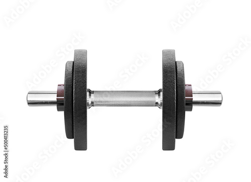 black dumbbell in on a white background