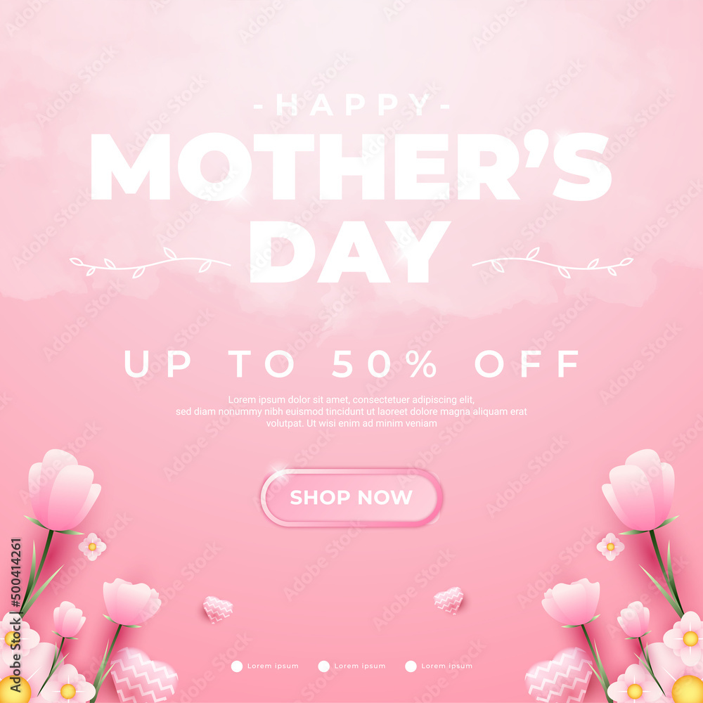 Happy Mother's Day design, suitable for greeting cards, sales promotions, vouchers, banners, and others
