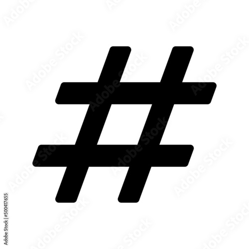 Hashtag black vector icon on white background