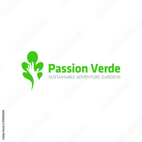 vector logo inspiration. hand and leaf themed logo template.