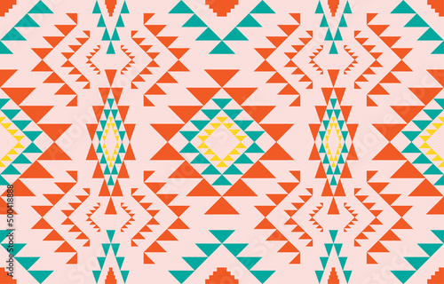 Geometric oriental tribal ethnic pattern traditional background Design for carpet,wallpaper,clothing,wrapping,batik,fabric,Vector illustration embroidery style.