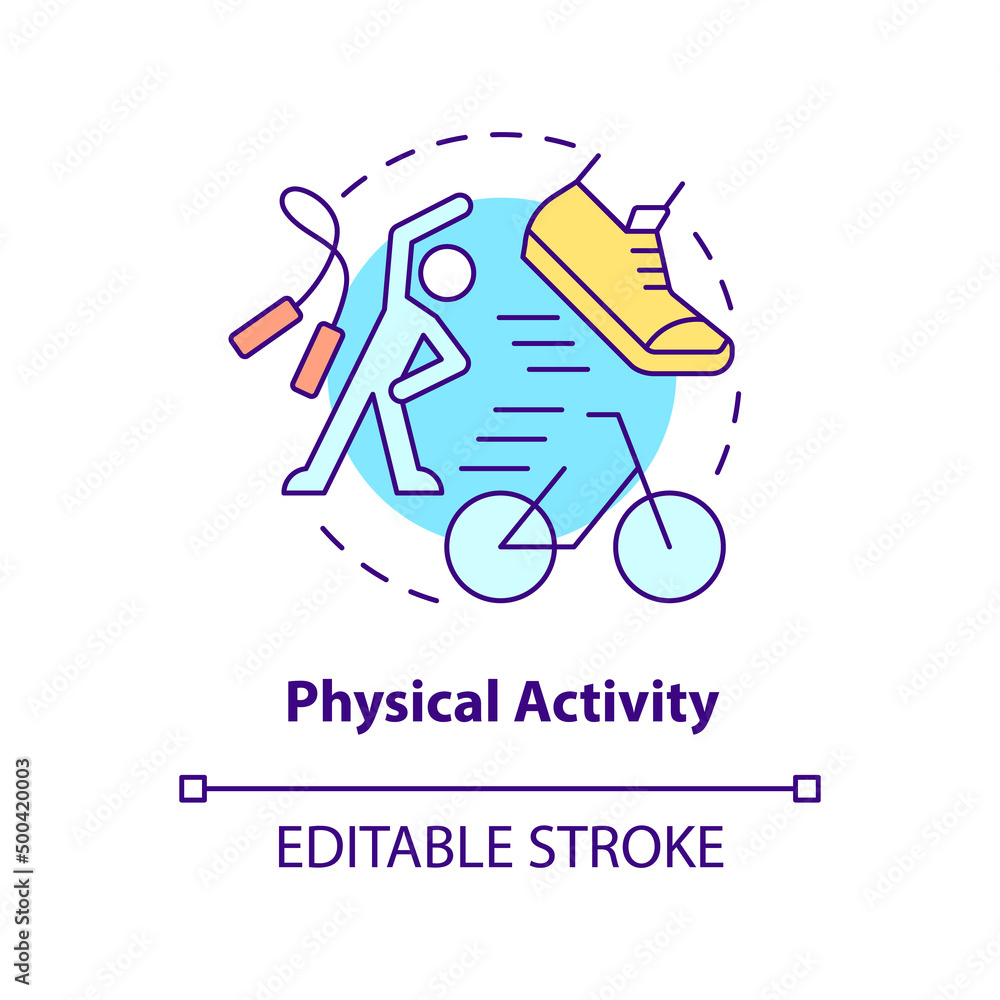 Physical activity concept icon. Reducing stress and anxiety. Treatment abstract idea thin line illustration. Isolated outline drawing. Editable stroke. Arial, Myriad Pro-Bold fonts used