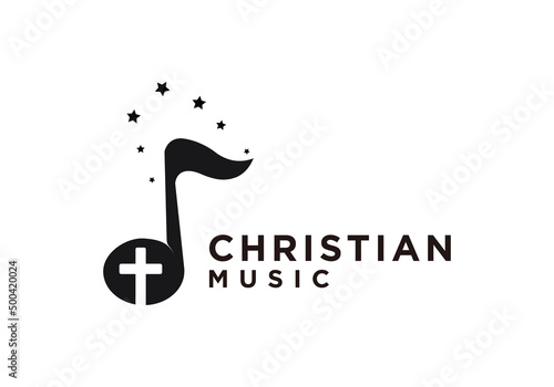Cristian symbols. The Cross of Jesus in a musical note (ID: 500420024)