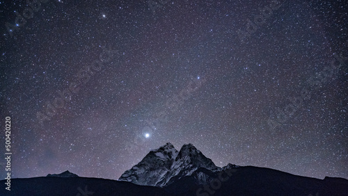 Night Sky of Ama Dablam from Dingboche, Nepal 